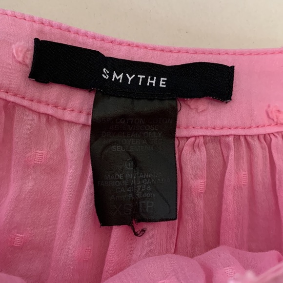 Smythe Balloon Sleeve Pink Swiss Dot Top. Blouse Size XS - Picture 4 of 6